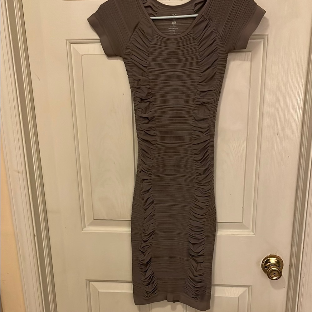 Elegant Brown Ruched Dress
